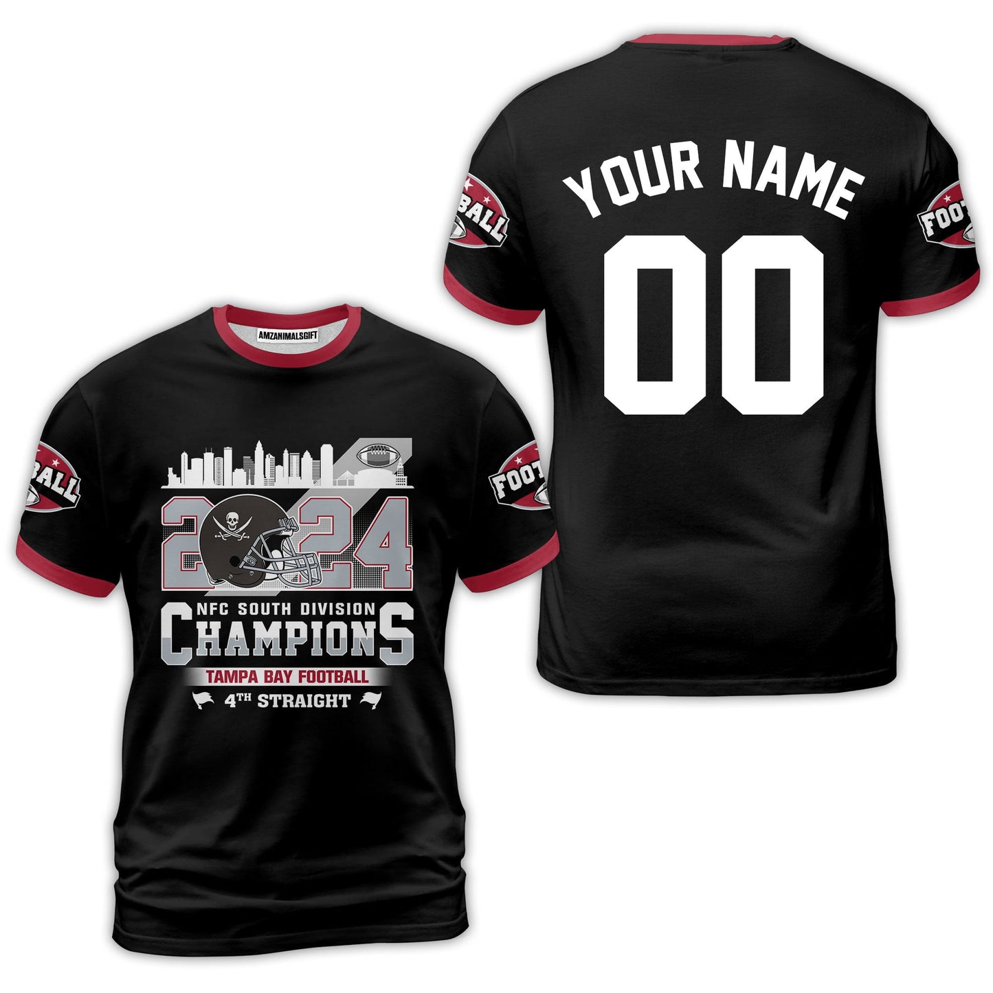 2024 Tampa Bay Football NFC South Division Champions Skyline Custom Hoodie, 2024 NFC South Champs Champions Custom Double Sided Hoodie
