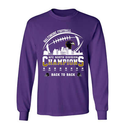 Baltimore Football 2024 AFC North Division Champions Skyline Hoodie, 2024 AFC North Champs Hoodie For Baltimore Football Fans