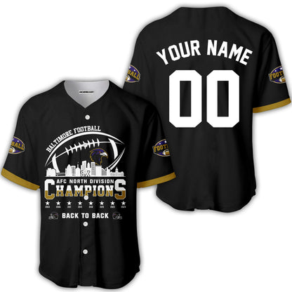 Custom Baltimore Football 2024 AFC North Division Champions Skyline Hoodie, 2024 AFC North Champs Champions Custom Double Sided Hoodie
