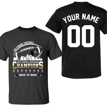 Baltimore Football 2024 AFC North Division Champions Skyline 2 Sided Shirts, 2024 AFC North Champs Custom Double Sided Shirts