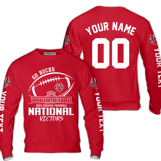 Go Bucks 2025 College Football Victors Custom Double Sided Sweatshirt, National Winner Shirts, 2025 Champions Columbus Ohio 2 Sided Custom Sweatshirt
