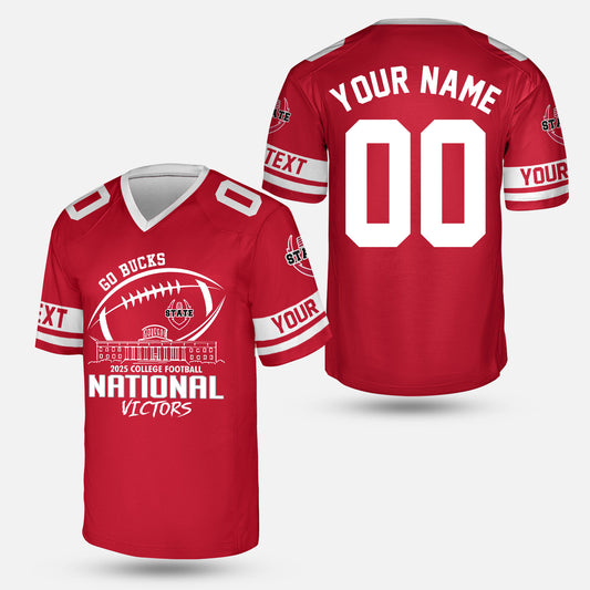 Go Bucks 2025 College Football Victors Custom 2 Sided V-neck Jersey, National Winner Shirt, 2025 Champions Columbus Ohio Custom V-neck Jersey Shirts