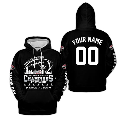 Custom Tampa Bay Football 2024 NFC South Division Champions Skyline Long Sleeve, 2024 NFC South Champs Champions Custom Double Sided Long Sleeve Shirt