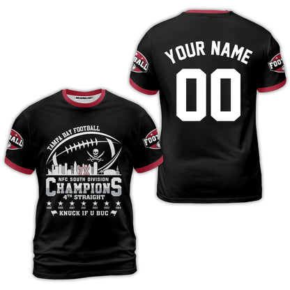 Custom Tampa Bay Football 2024 NFC South Division Champions Skyline Long Sleeve, 2024 NFC South Champs Champions Custom Double Sided Long Sleeve Shirt