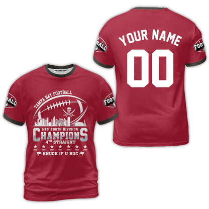 Custom Tampa Bay Football 2024 NFC South Division Champions Skyline Long Sleeve, 2024 NFC South Champs Champions Custom Double Sided Long Sleeve Shirt