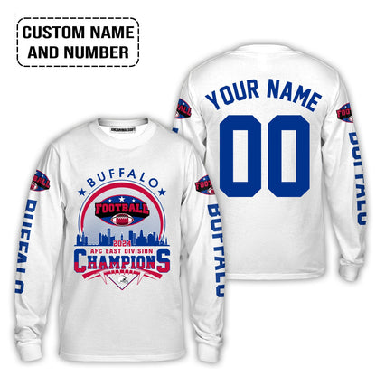 2024 Buffalo American Football AFC East Champions Skyline Custom T-Shirt, Conquered The 2024 East Champs Custom Shirt, Buffalo Football Fan Gifts