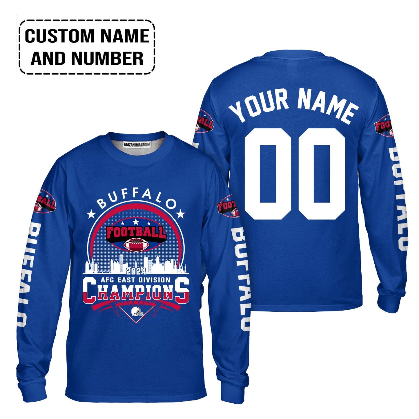 2024 Buffalo American Football AFC East Champions Skyline Custom T-Shirt, Conquered The 2024 East Champs Custom Shirt, Buffalo Football Fan Gifts