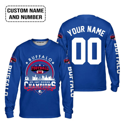 2024 Buffalo American Football AFC East Champions Skyline Custom T-Shirt, Conquered The 2024 East Champs Custom Shirt, Buffalo Football Fan Gifts