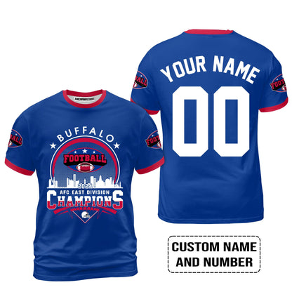 2024 Buffalo American Football AFC East Champions Skyline Custom T-Shirt, Conquered The 2024 East Champs Custom Shirt, Buffalo Football Fan Gifts
