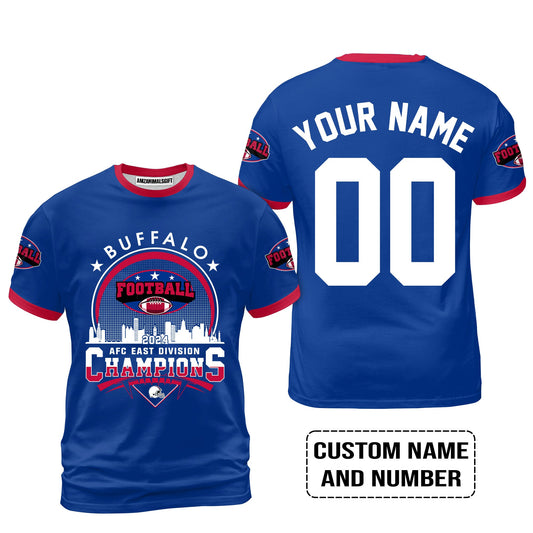 2024 Buffalo American Football AFC East Champions Skyline Custom T-Shirt, Conquered The 2024 East Champs Custom Shirt, Buffalo Football Fan Gifts