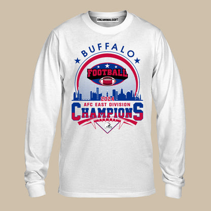 2024 Buffalo American Football AFC East Champions Skyline T-Shirt, Conquered The 2024 East Champs Shirt, Buffalo Football Fan Gifts