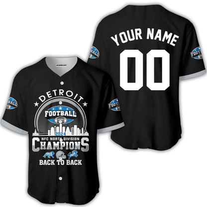 Personalized Detroit Football 2024 NFC North Division Champions Skyline Long Sleeve Shirt, NFC North Detroit Champs Shirts