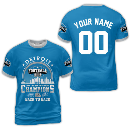 Personalized Detroit Football 2024 NFC North Division Champions Skyline Long Sleeve Shirt, NFC North Detroit Champs Shirts