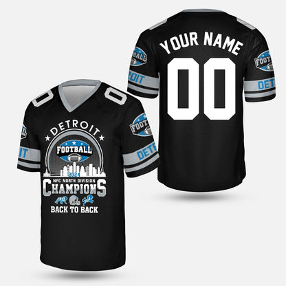 Personalized Detroit Football 2024 NFC North Division Champions Skyline Baseball Jersey, NFC North Detroit Champs Apparel