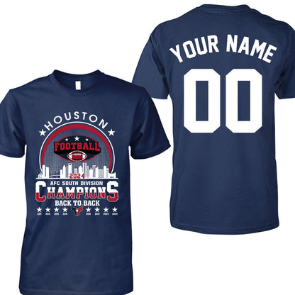 Houston American Football 2024 AFC South Champions Skyline  double sided Sweatshirt, Houston Football 2024 Division Champion 2 sided Sweatshirt