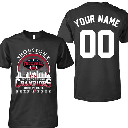 Houston American Football 2024 AFC South Champions Skyline  double sided Sweatshirt, Houston Football 2024 Division Champion 2 sided Sweatshirt