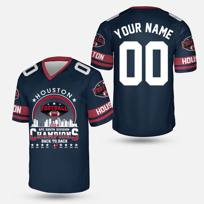 Houston American Football 2024 AFC South Champions Skyline Custom Hoodie, Custom Houston Football Skyline 2024 Division Champion Hoodie AOP
