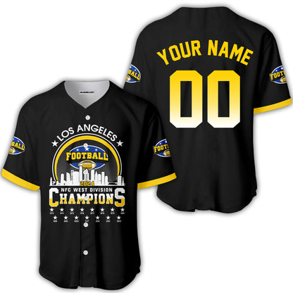 Los Angeles Football 2024 NFC West Division Champions Skyline Custom Shirts, 2024 NFC West Champs Champions Custom Double Sided Shirts