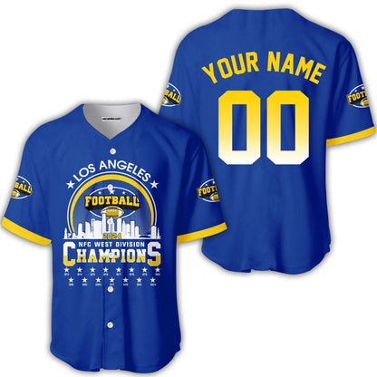 Los Angeles Football 2024 NFC West Division Champions Skyline Custom Shirts, 2024 NFC West Champs Champions Custom Double Sided Shirts