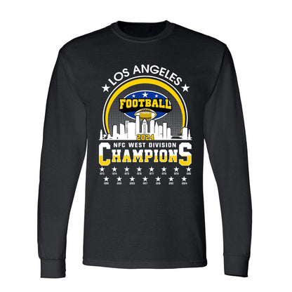 Los Angeles Football 2024 NFC West Division Champions Skyline Shirts, 2024 NFC West Champs Apparel For Los Angeles Football Fans