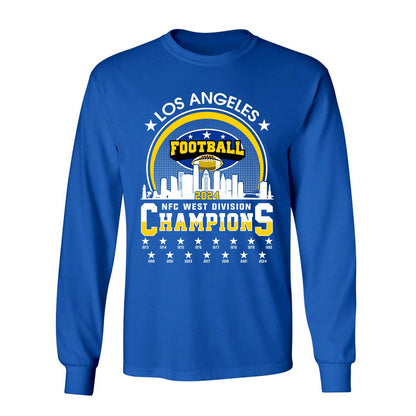 Los Angeles Football 2024 NFC West Division Champions Skyline Shirts, 2024 NFC West Champs Apparel For Los Angeles Football Fans