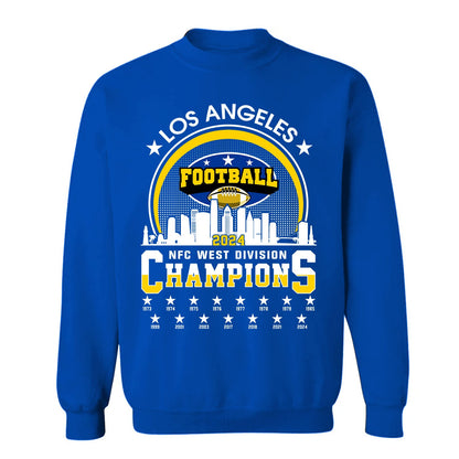 Los Angeles Football 2024 NFC West Division Champions Skyline Shirts, 2024 NFC West Champs Apparel For Los Angeles Football Fans