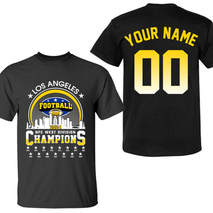 Los Angeles Football 2024 NFC West Division Champions Skyline Double Sided Hoodie, 2024 NFC West Champs 2 Sided Custom Shirts