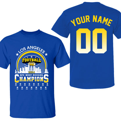Los Angeles Football 2024 NFC West Division Champions Skyline Double Sided Hoodie, 2024 NFC West Champs 2 Sided Custom Shirts