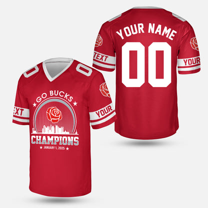 Go Bucks Football 2025 Rose Champions Skyline Custom Double Sided Long Sleeve Shirt, 2025 Rose Champs 2 Sided Custom Long Sleeve Shirt