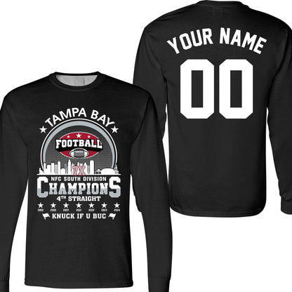 Tampa Bay Football 2024 NFC South Division Champions Skyline Double Sided Sweatshirt, 2024 NFC South Champs 2 Sided Custom Sweatshirt