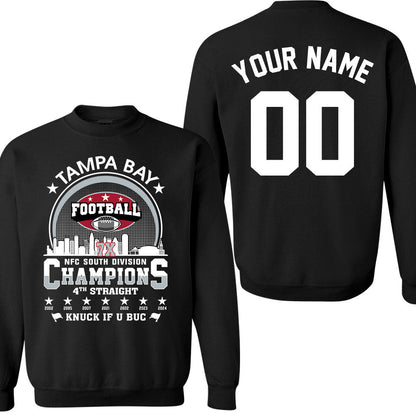 Tampa Bay Football 2024 NFC South Division Champions Skyline Double Sided Shirts, 2024 NFC South Champs 2 Sided Custom Shirts