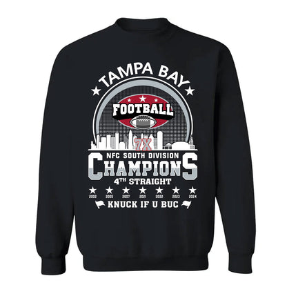 Tampa Bay Football 2024 NFC South Division Champions Skyline Long Sleeve Shirt, 2024 NFC South Champs Long Sleeve Shirts For Tampa Bay Football Fans