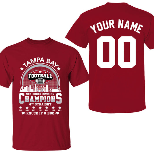 Tampa Bay Football 2024 NFC South Division Champions Skyline Double Sided Shirts, 2024 NFC South Champs 2 Sided Custom Shirts