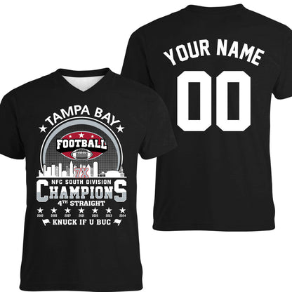 Tampa Bay Football 2024 NFC South Division Champions Skyline Double Sided Long Sleeve Shirt, 2024 NFC South Champs 2 Sided Custom Long Sleeve Shirts