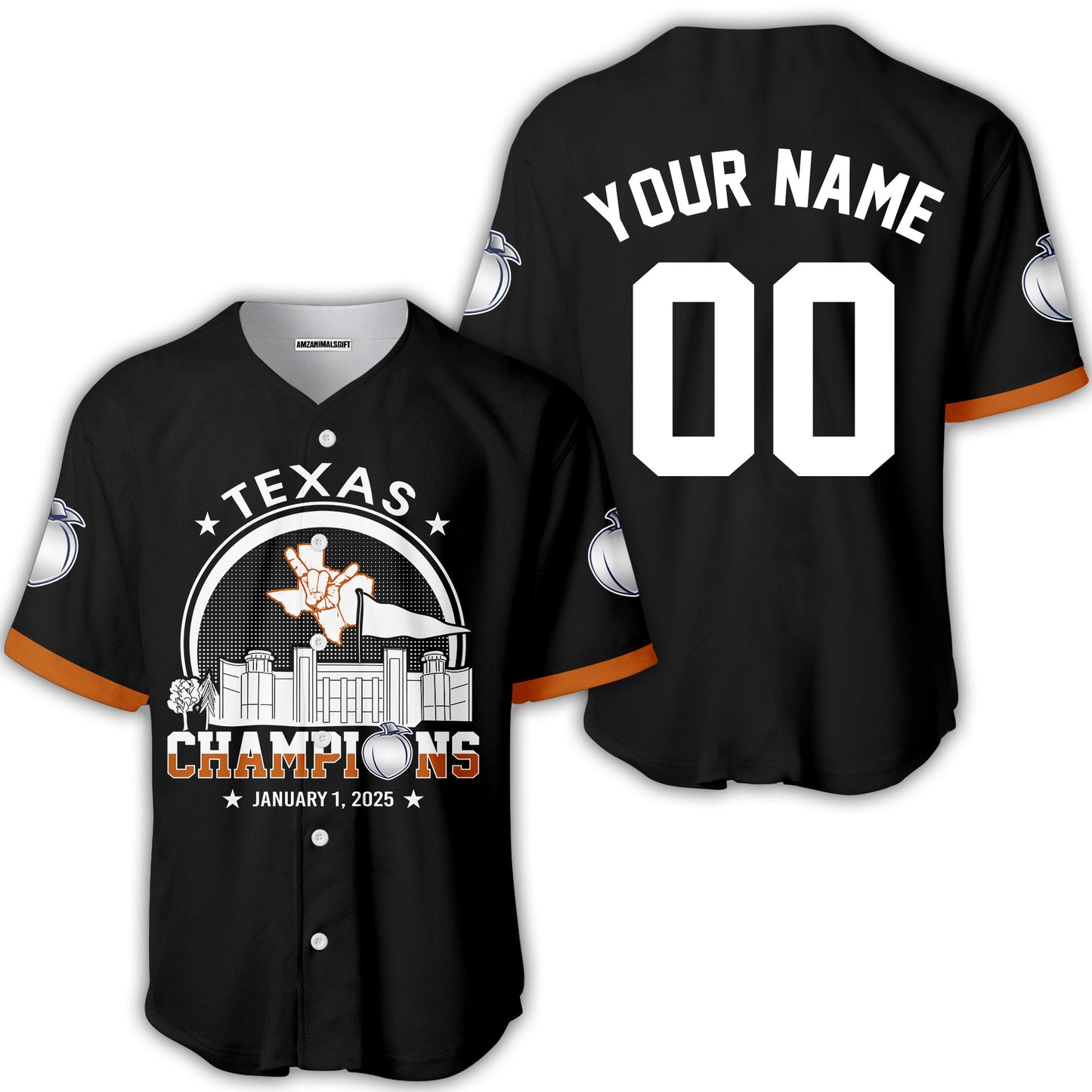 Texas Football 2025 Peach Champions Skyline Custom Double Sided Shirts, 2025 Peach Champs 2 Sided Custom Shirts