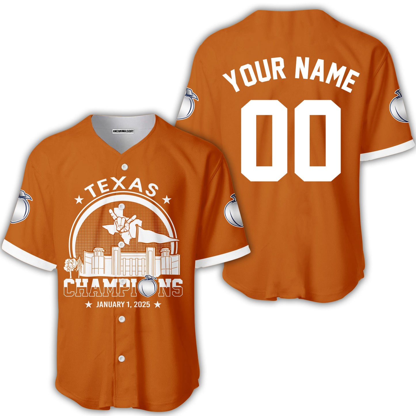 Texas Football 2025 Peach Champions Skyline Custom Double Sided Shirts, 2025 Peach Champs 2 Sided Custom Shirts