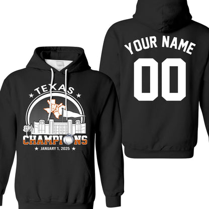 Texas Football 2025 Peach Champions Skyline Double Sided Sweatshirt, 2024 Peach Champs 2 Sided Custom Shirts Hoodie Sweatshirt