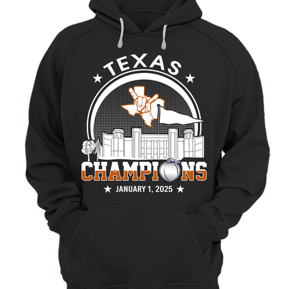 Texas Football 2025 Peach Champions Skyline Shirts, 2025 Peach Champs Apparel For Texas Football Fans