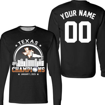 Texas Football 2025 Peach Champions Skyline Double Sided Sweatshirt, 2024 Peach Champs 2 Sided Custom Shirts Hoodie Sweatshirt