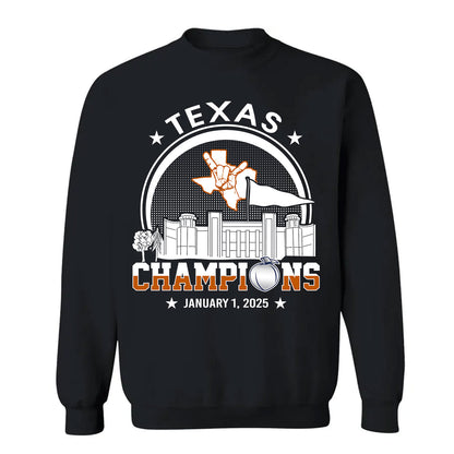 Texas Football 2025 Peach Champions Skyline Shirts, 2025 Peach Champs Apparel For Texas Football Fans