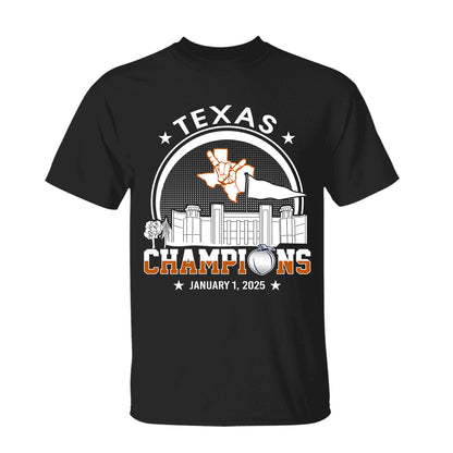 Texas Football 2025 Peach Champions Skyline Shirts, 2025 Peach Champs Apparel For Texas Football Fans