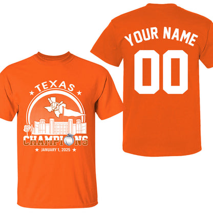 Texas Football 2025 Peach Champions Skyline Double Sided Sweatshirt, 2024 Peach Champs 2 Sided Custom Shirts Hoodie Sweatshirt