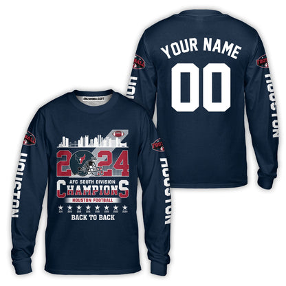Houston American Football 2024 AFC South Champions Custom Hoodie Shirts, Custom Houston Football Division Champion Hoodie Shirt