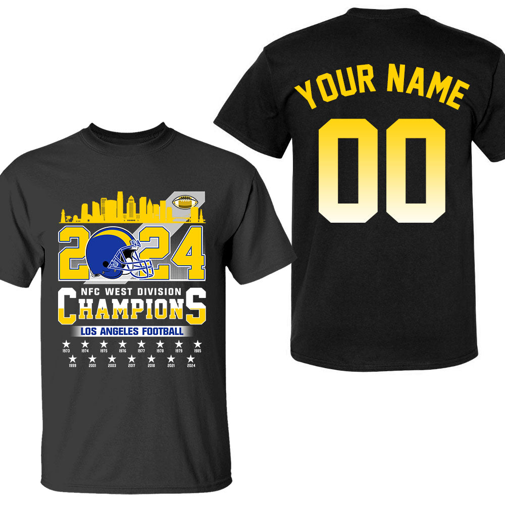 2024 Los Angeles Football NFC West Division Champions Skyline Double Sided Hoodie, 2024 NFC West Champs 2 Sided Custom Hoodie