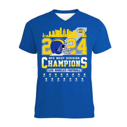 2024 Los Angeles Football NFC West Division Champions Skyline Shirts, 2024 NFC West Champs Apparel For Los Angeles Football Fans