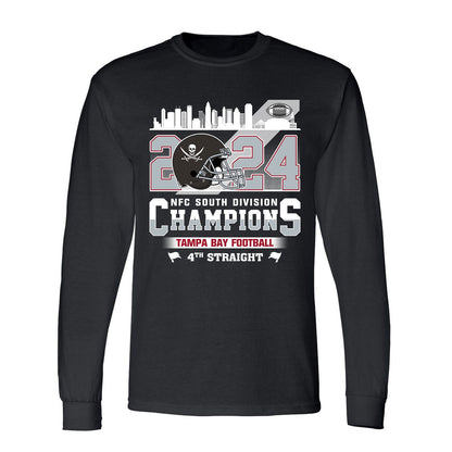 2024 Tampa Bay Football NFC South Division Champions Skyline Long Sleeve Shirt, 2024 NFC South Champs Long Sleeve Shirts For Tampa Bay Football Fans