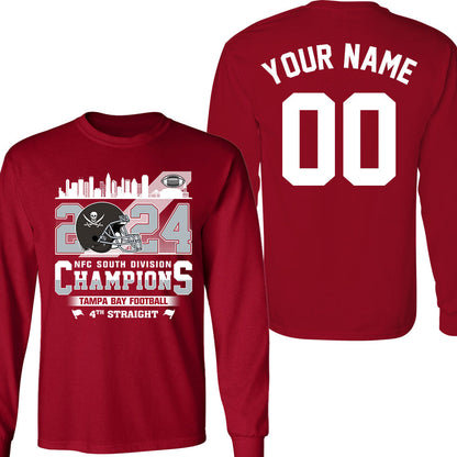 2024 Tampa Bay Football NFC South Division Champions Skyline Double Sided Hoodie, 2024 NFC South Champs 2 Sided Custom Hoodie