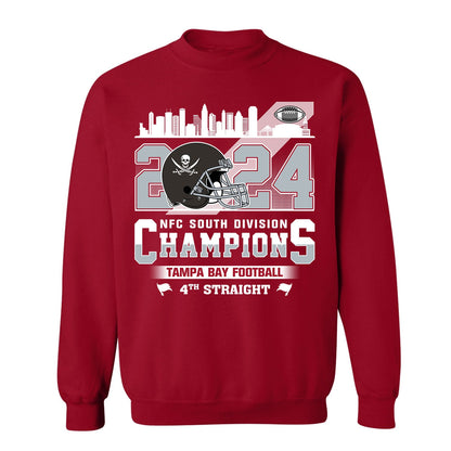 2024 Tampa Bay Football NFC South Division Champions Skyline V-neck Shirt, 2024 NFC South Champs V-neck Shirts For Tampa Bay Football Fans