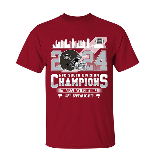 2024 Tampa Bay Football NFC South Division Champions Skyline Shirts, 2024 NFC South Champs Apparel For Tampa Bay Football Fans