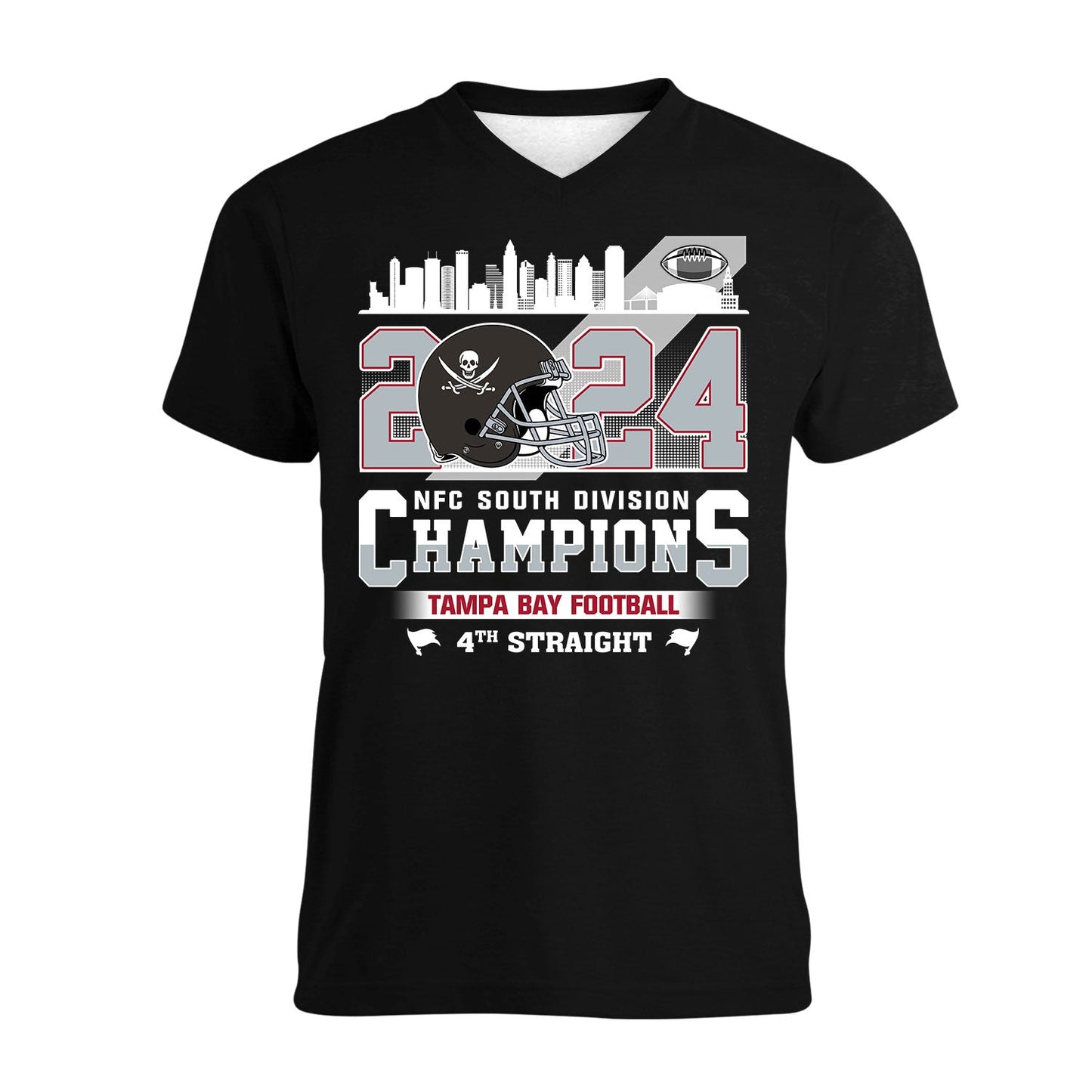2024 Tampa Bay Football NFC South Division Champions Skyline Long Sleeve Shirt, 2024 NFC South Champs Long Sleeve Shirts For Tampa Bay Football Fans
